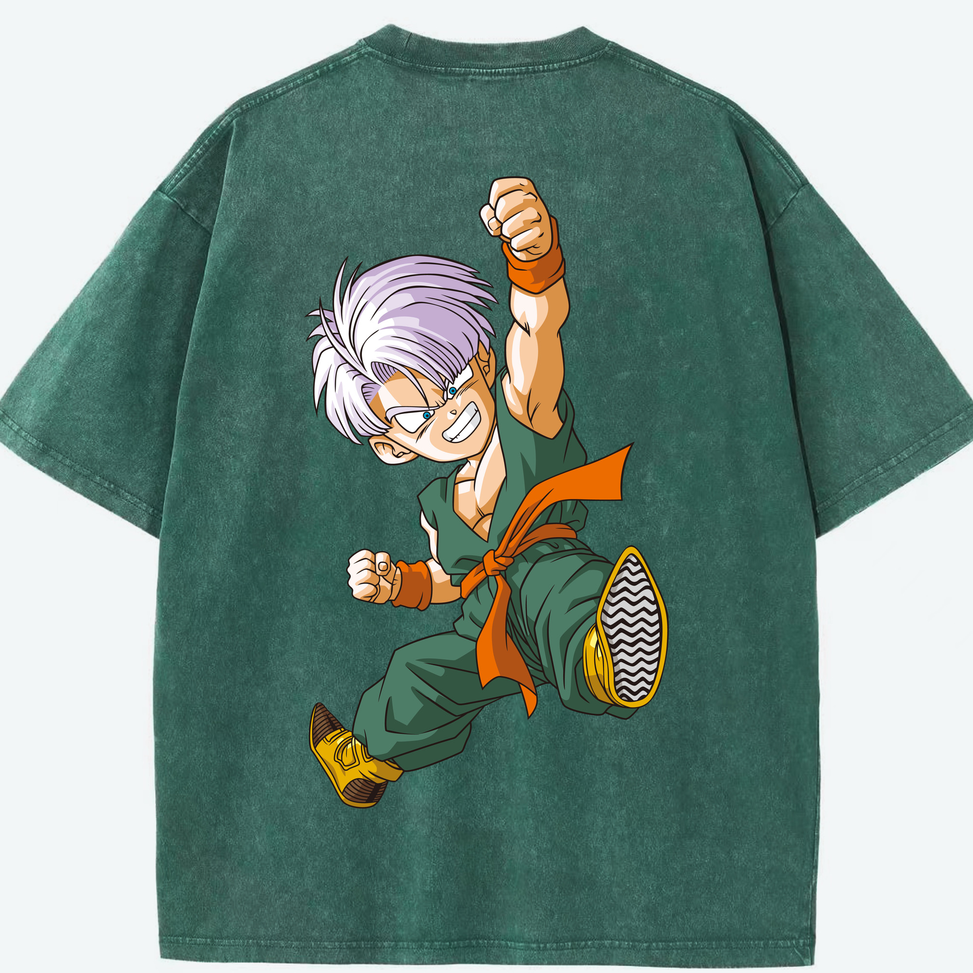 （画像用） ドラゴンボール トランクス（Torankusu）DRAGON BALL Trunks 綿100% ヴィンテージ風 半袖Tシャツ（背面プリント）